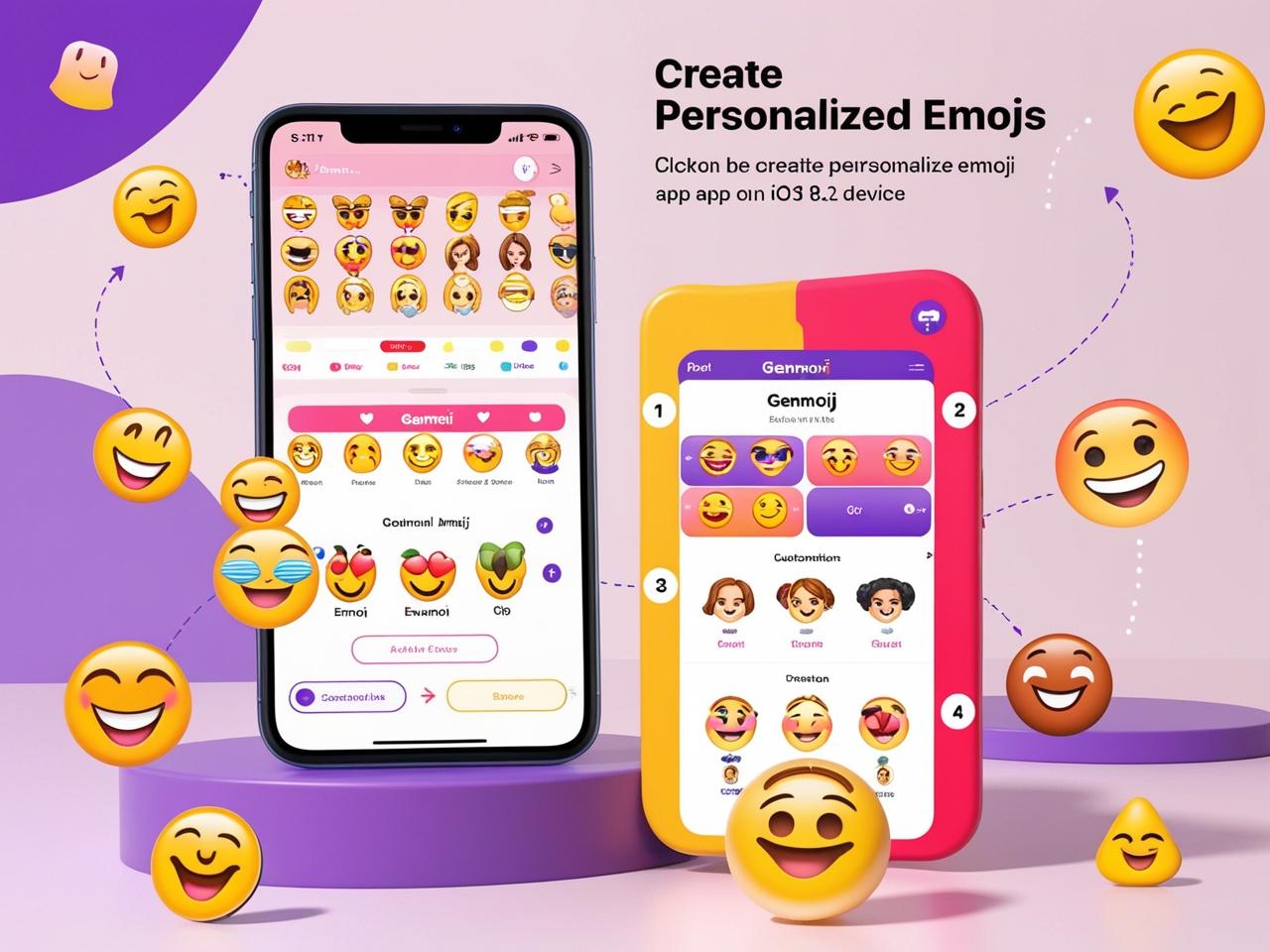 Custom Genmoji being created on an iPhone with the iOS 18.2 update, showcasing personalization tools and vibrant emoji designs