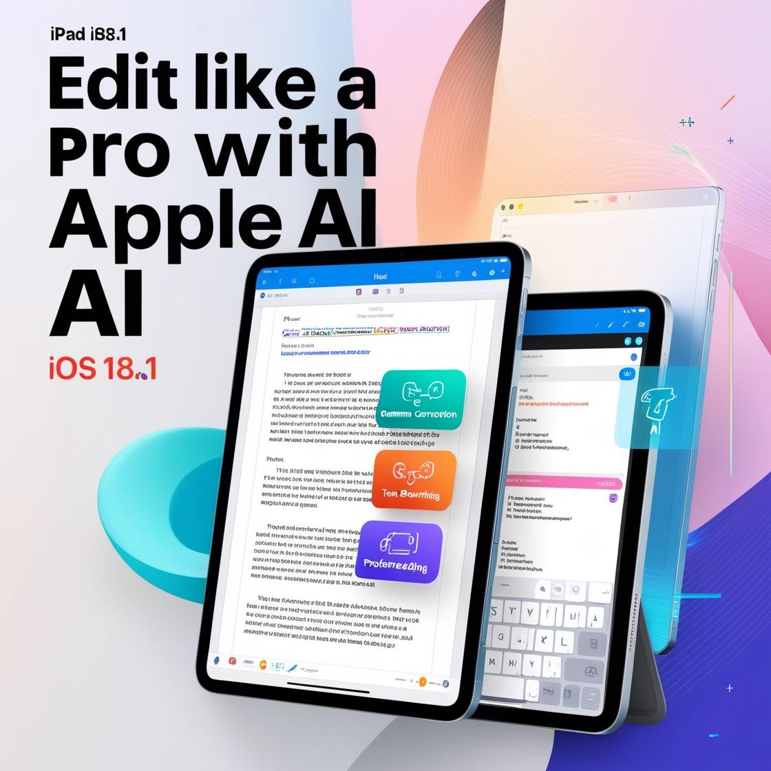 iOS 18.1 features showcasing Apple’s AI-powered tools for proofreading, rewriting, and editing text on an iPhone screen