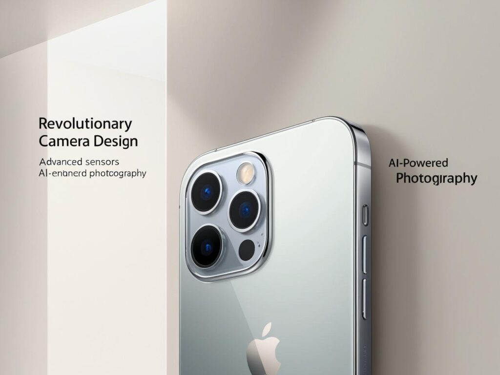 Close-up of the iPhone 17 Pro Max camera module showcasing its large sensors and AI-powered features for professional-grade photography.