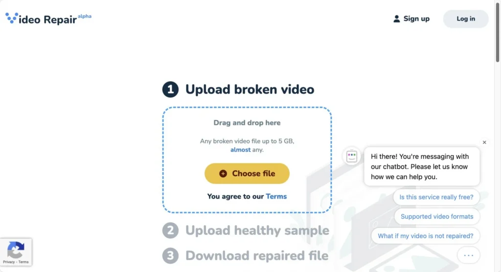 Clever online video repair tool fixing playback and codec errors with an intuitive interface.