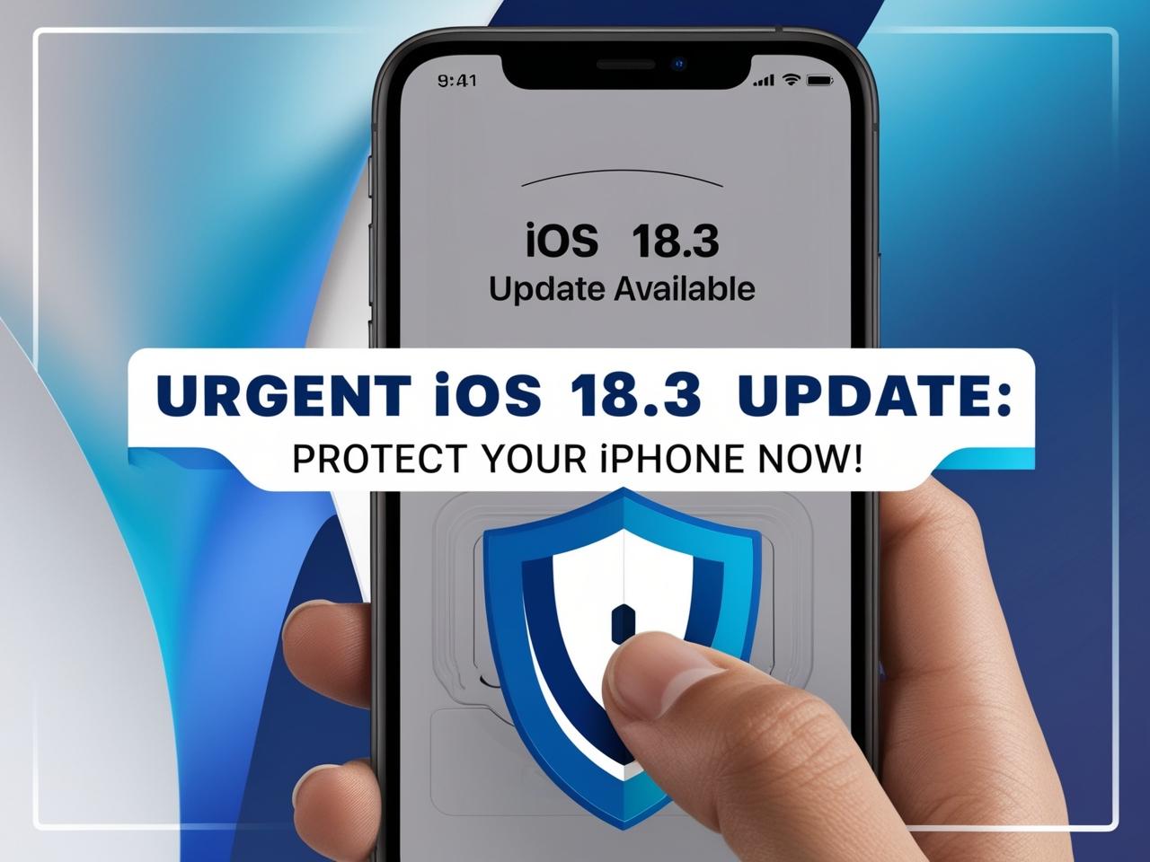 iPhone displaying iOS 18.3 update notification with enhanced security and performance features